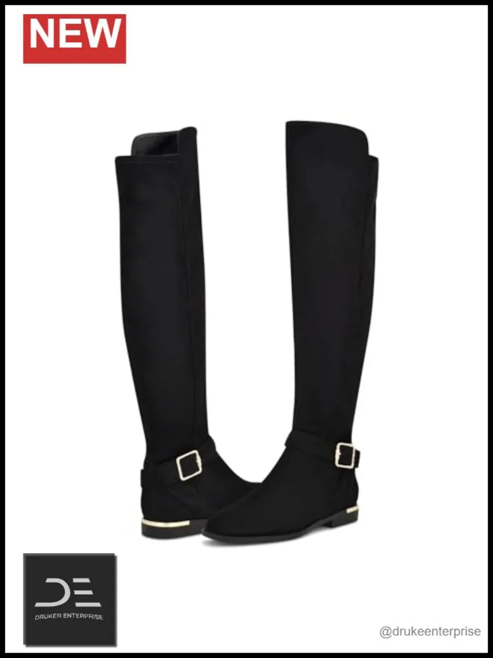 Faux Suede Over-the-Knee Boots Round Toe Zip Closure